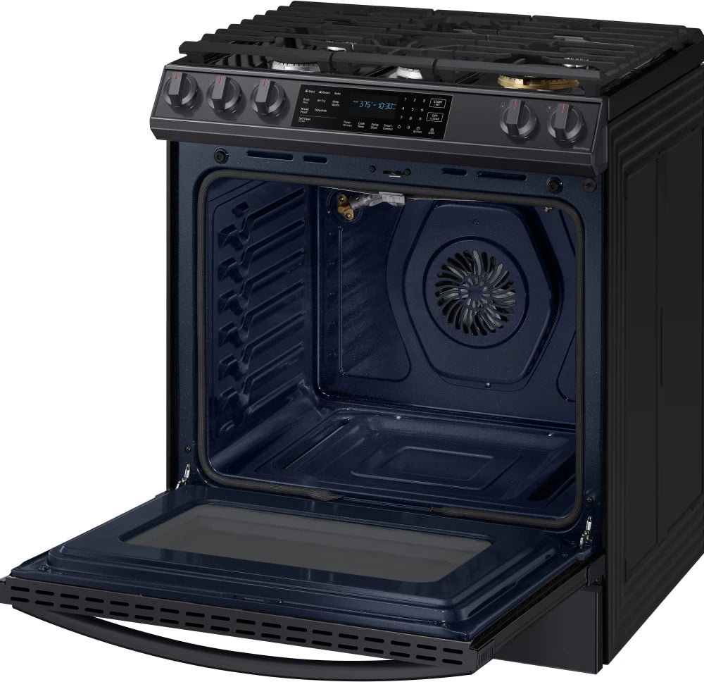 Bespoke 6.0 cu. ft. Smart Front Control Slide-In Gas Range with Air Fry & Wi-Fi in White Glass