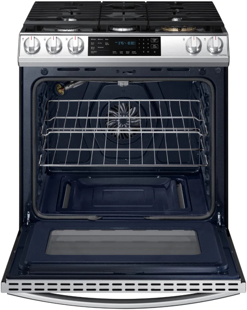 Bespoke 6.0 cu. ft. Smart Front Control Slide-In Gas Range with Air Fry & Wi-Fi in White Glass