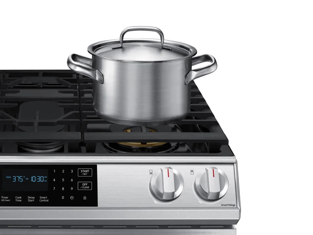 Bespoke 6.0 cu. ft. Smart Front Control Slide-In Gas Range with Air Fry & Wi-Fi in White Glass