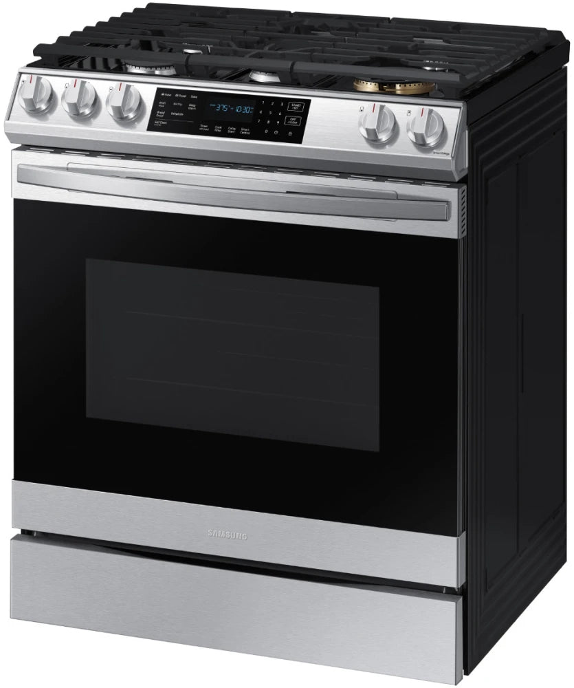 Bespoke 6.0 cu. ft. Smart Front Control Slide-In Gas Range with Air Fry & Wi-Fi in White Glass