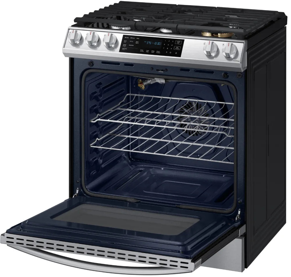 Bespoke 6.0 cu. ft. Smart Front Control Slide-In Gas Range with Air Fry & Wi-Fi in White Glass