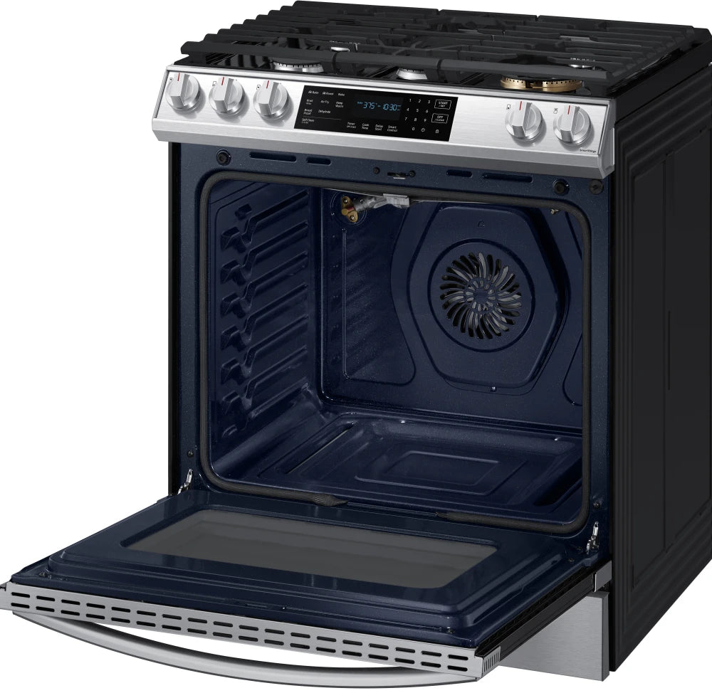 Bespoke 6.0 cu. ft. Smart Front Control Slide-In Gas Range with Air Fry & Wi-Fi in White Glass