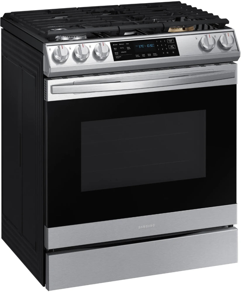 Bespoke 6.0 cu. ft. Smart Front Control Slide-In Gas Range with Air Fry & Wi-Fi in White Glass