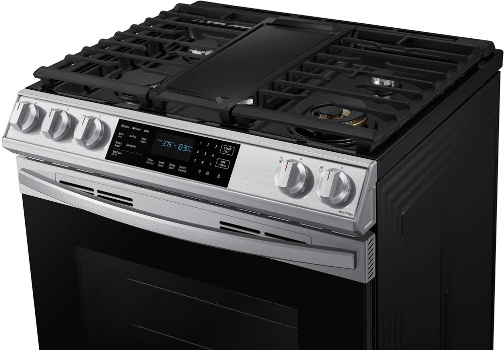Bespoke 6.0 cu. ft. Smart Front Control Slide-In Gas Range with Air Fry & Wi-Fi in White Glass