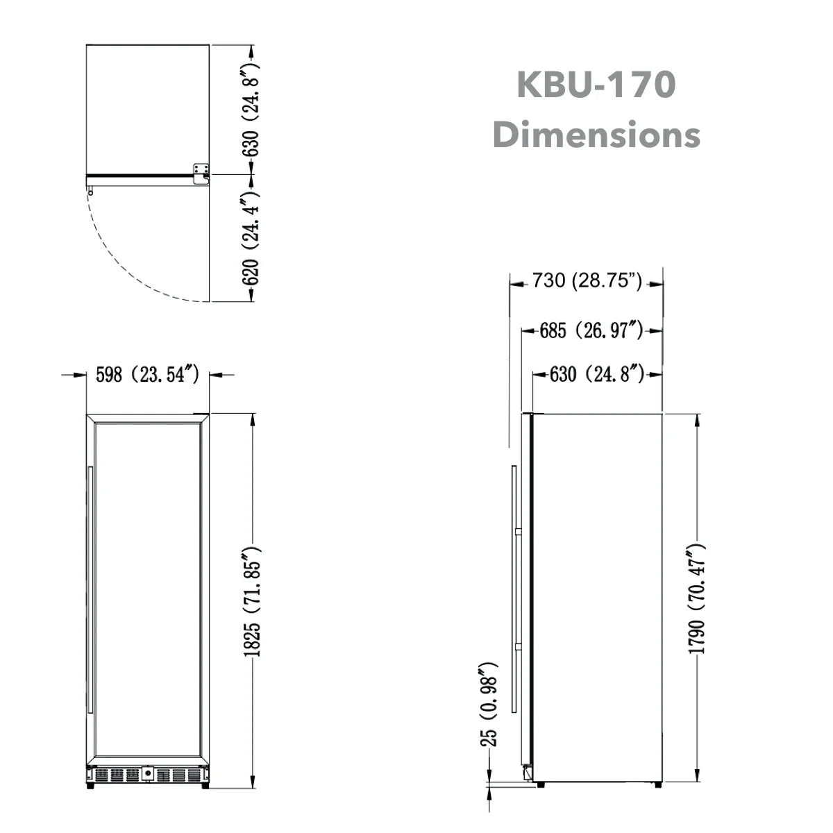 KingsBottle 166 Bottle Large Wine Cooler Refrigerator Drinks Cabinet Beverage Fridge KBU170WX-FG LHH KBU170WX-FG RHH KBU170WX-SS LHH  KBU170WX-SS RHH