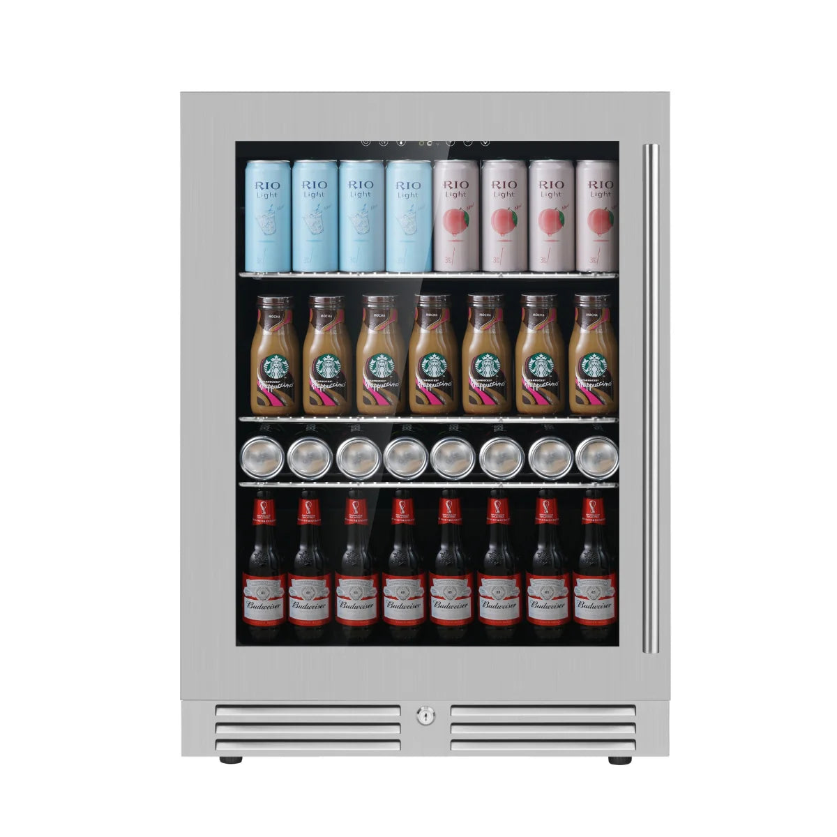 KingsBottle 24 Inch Under Counter LOW-E Glass Door Beer Fridge Beverage Fridge  KBU145BX-FG KBU145BX-SS