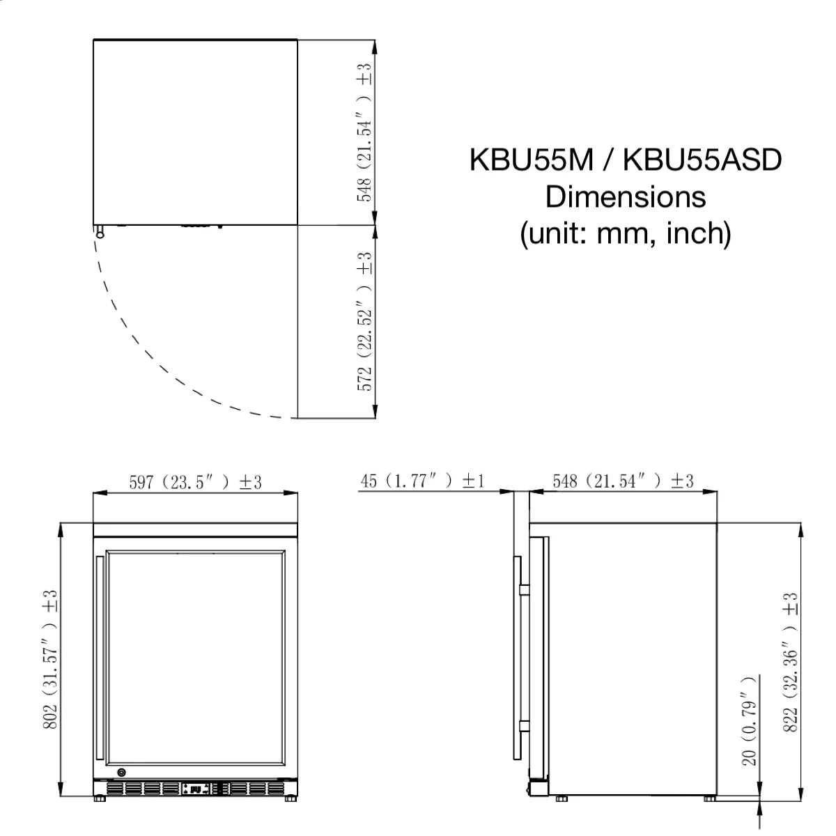 KingsBottle 24 Inch Under Counter Beer Cooler Drinks Stainless Steel Beverage Fridge KBU55M LHH KBU55M RHH