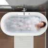 Sofi Series 67 in. L x 34 in. W Acrylic Combination 50 Gallon Capacity Freestanding Bathtub with Center Drain in White