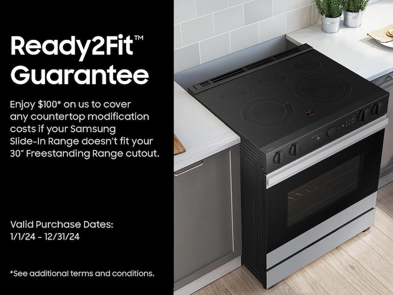 Bespoke 6.3 cu. ft. Smart Slide-In Electric Range with Smart Oven Camera & Illuminated Precision Knobs in White Glass