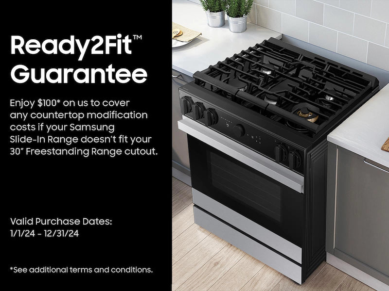 Bespoke 6.0 cu. ft. Smart Slide-In Gas Range with Smart Oven Camera & Illuminated Precision Knobs in White Glass