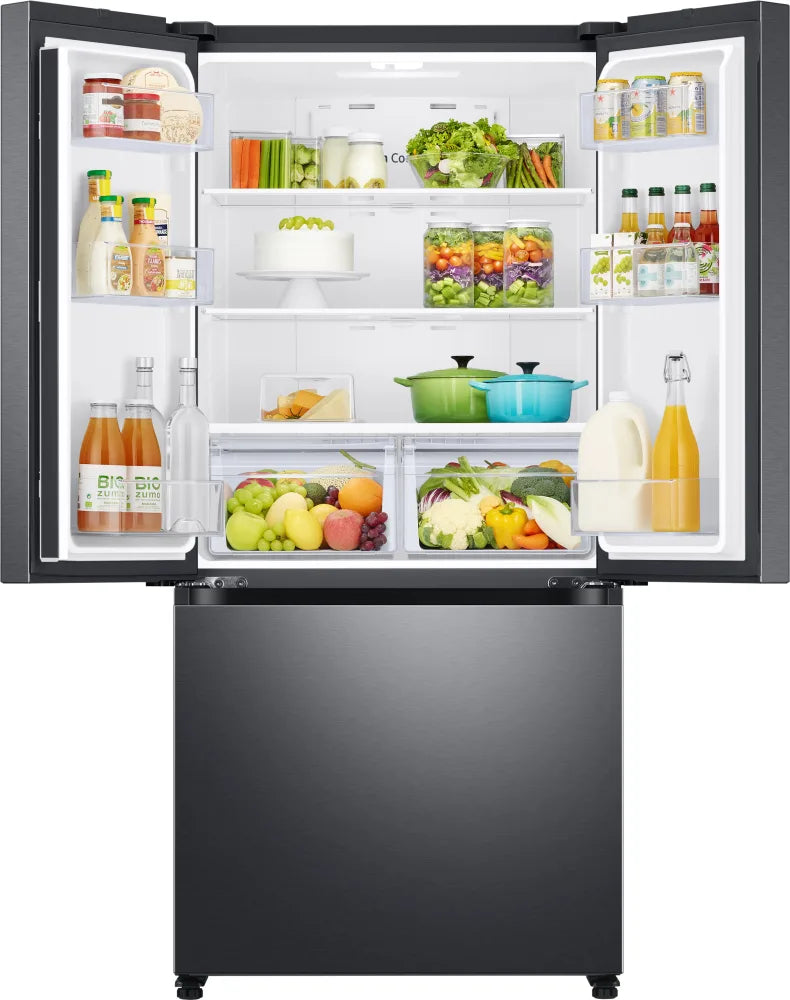 18 cu. ft. Smart Counter Depth 3-Door French Door Refrigerator in Black Stainless Steel