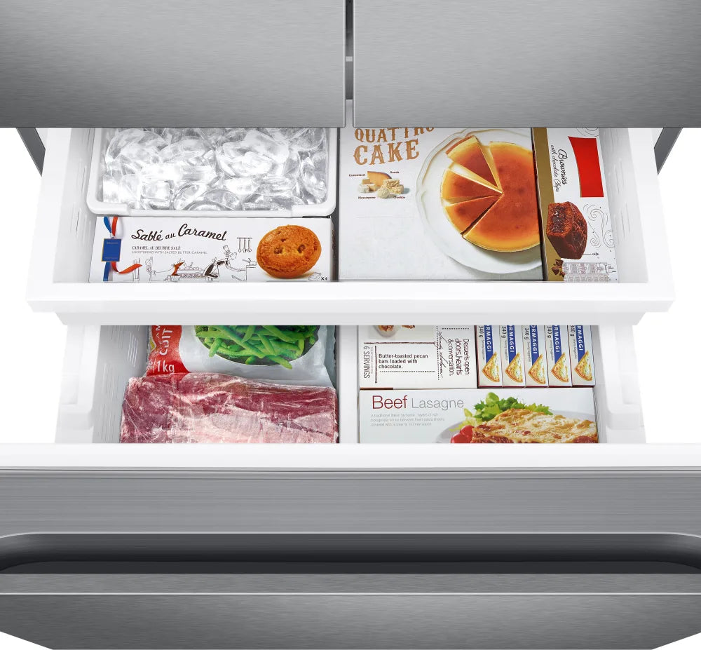 18 cu. ft. Smart Count22 cu. ft. Smart 3-Door French Door Refrigerator with External Water Dispenser in Fingerprint Resistant Stainless Steeler Depth 3-Door French Door Refrigerator in Black Stainless Steel