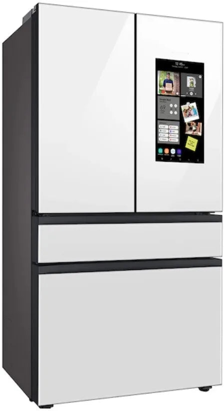 Bespoke Counter Depth 4-Door French Door Refrigerator (23 cu. ft.) with Family Hub™ in White Glass