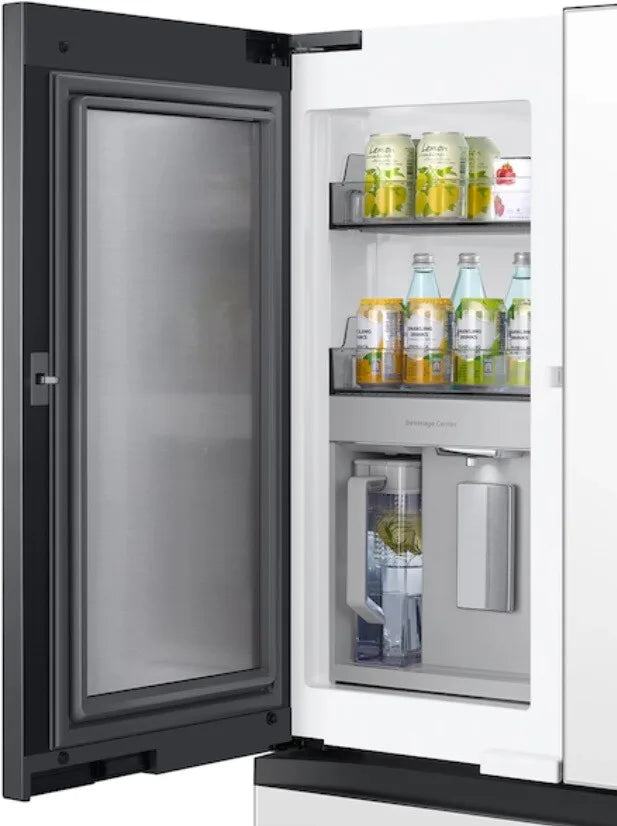 Bespoke Counter Depth 4-Door French Door Refrigerator (23 cu. ft.) with Family Hub™ in White Glass