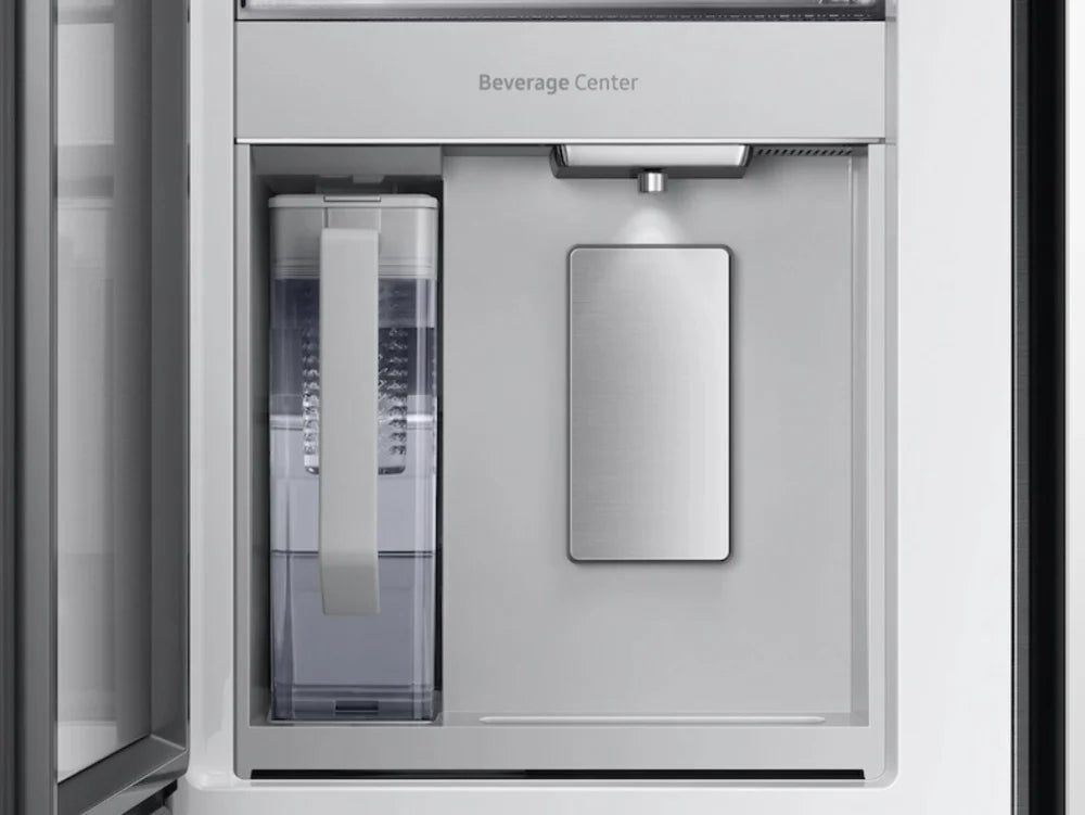 Bespoke Counter Depth 4-Door French Door Refrigerator (23 cu. ft.) with Family Hub™ in White Glass