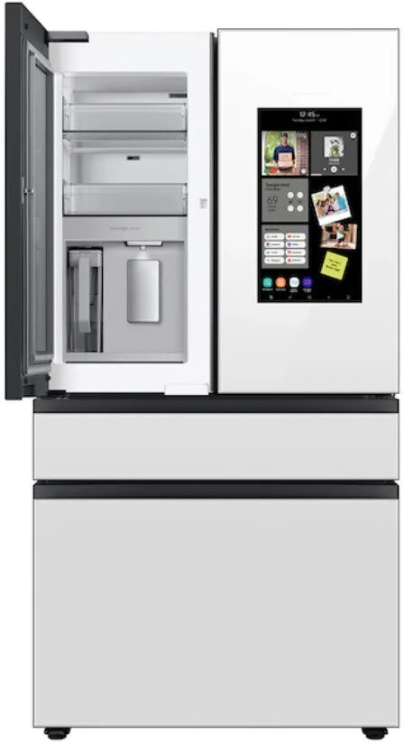 Bespoke Counter Depth 4-Door French Door Refrigerator (23 cu. ft.) with Family Hub™ in White Glass
