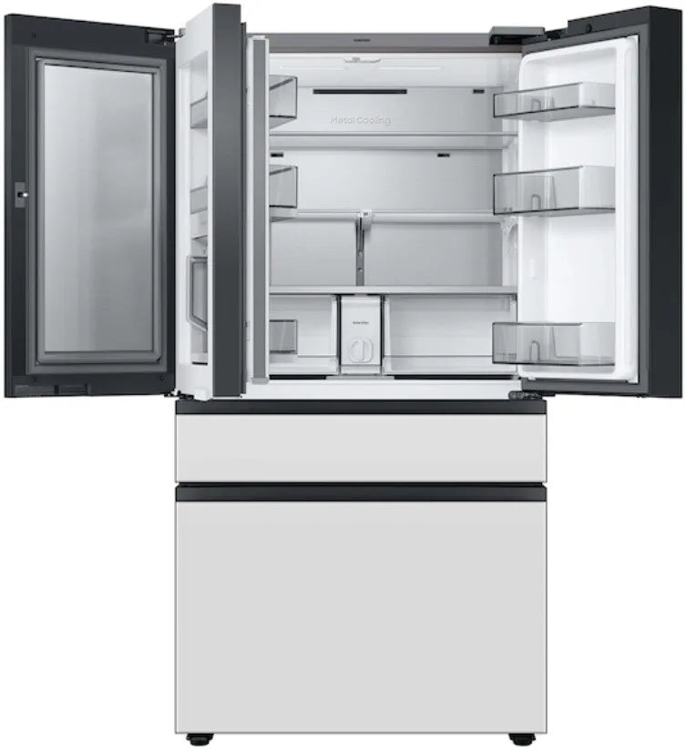 Bespoke Counter Depth 4-Door French Door Refrigerator (23 cu. ft.) with Family Hub™ in White Glass
