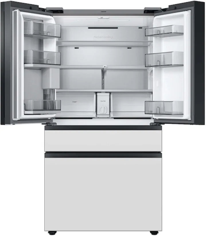 Bespoke Counter Depth 4-Door French Door Refrigerator (23 cu. ft.) with Family Hub™ in White Glass