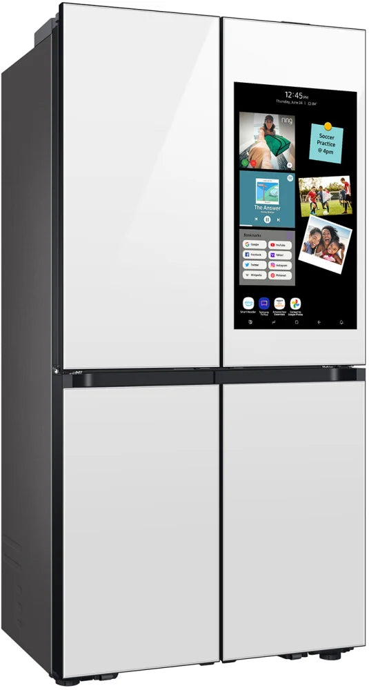 Bespoke Counter Depth 4-Door Flex™ Refrigerator (23 cu. ft.) with AI Family Hub™+ and AI Vision Inside™ in White Glass