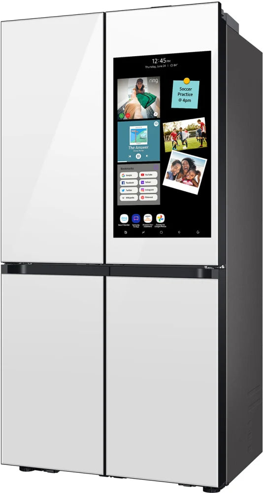 Bespoke Counter Depth 4-Door Flex™ Refrigerator (23 cu. ft.) with AI Family Hub™+ and AI Vision Inside™ in White Glass