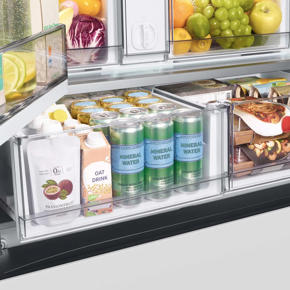 Bespoke 3-Door French Door Refrigerator (24 cu. ft.) with Beverage Center™ in White Glass