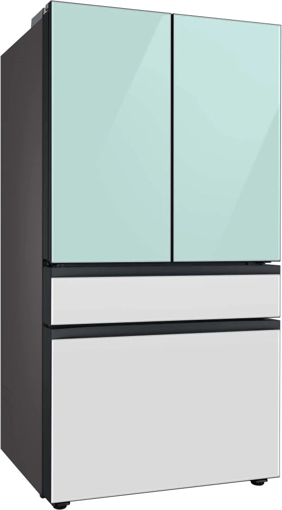 Bespoke 4-Door French Door Refrigerator (29 cu. ft.) with Beverage Center™ in Morning Blue Glass Top Panels and White Glass Middle and Bottom Panels