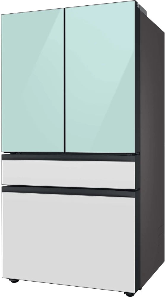 Bespoke 4-Door French Door Refrigerator (29 cu. ft.) with Beverage Center™ in Morning Blue Glass Top Panels and White Glass Middle and Bottom Panels