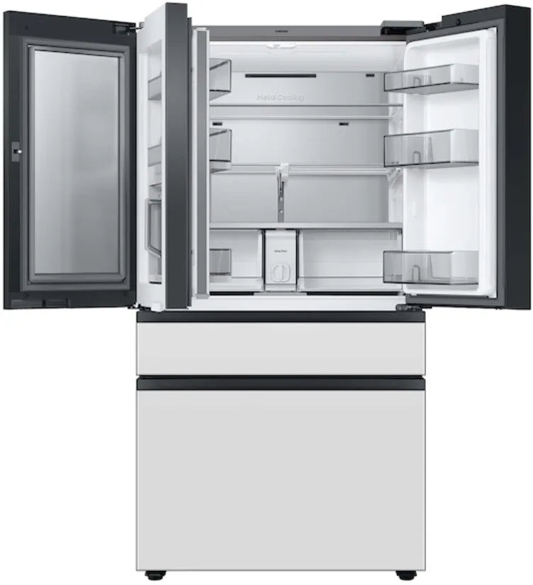 Bespoke 4-Door French Door Refrigerator (29 cu. ft.) with Family Hub™ in White Glass