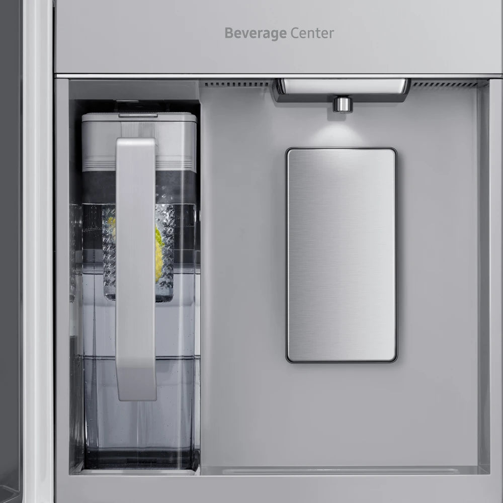 Bespoke 4-Door Flex™ Refrigerator (29 cu. ft.) with Family Hub™+ in Charcoal Glass Top and Stainless Steel Bottom Panels