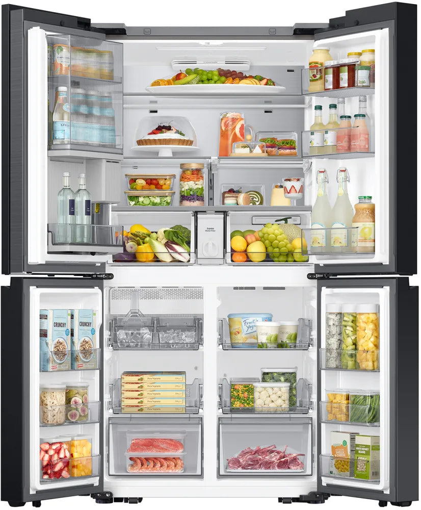 Bespoke 4-Door Flex™ Refrigerator (29 cu. ft.) with Beverage Zone™ and Auto Open Door in White Glass