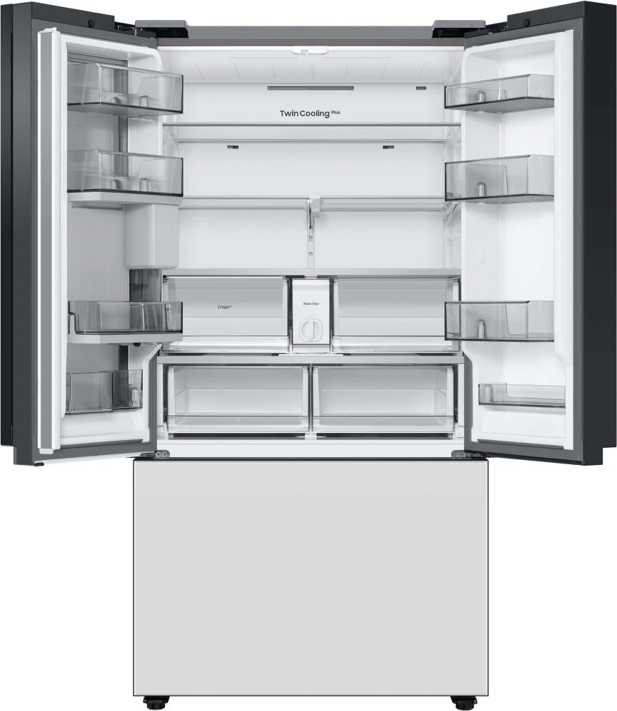Bespoke 3-Door French Door Refrigerator (30 cu. ft.) with Beverage Center™ in White Glass
