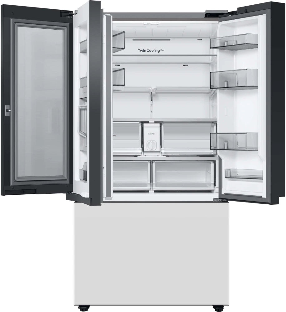 Bespoke 3-Door French Door Refrigerator (30 cu. ft.) with Beverage Center™ in White Glass