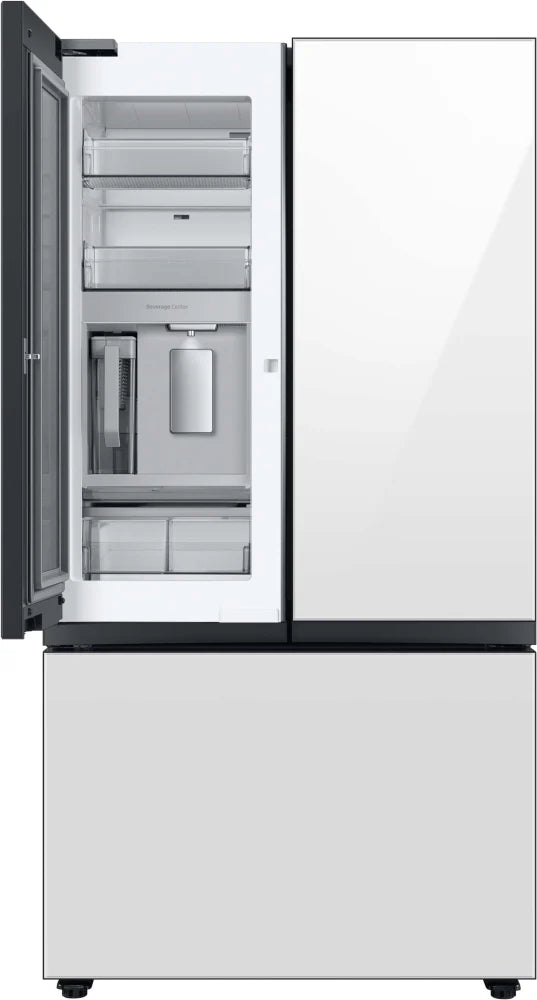 Bespoke 3-Door French Door Refrigerator (30 cu. ft.) with Beverage Center™ in White Glass