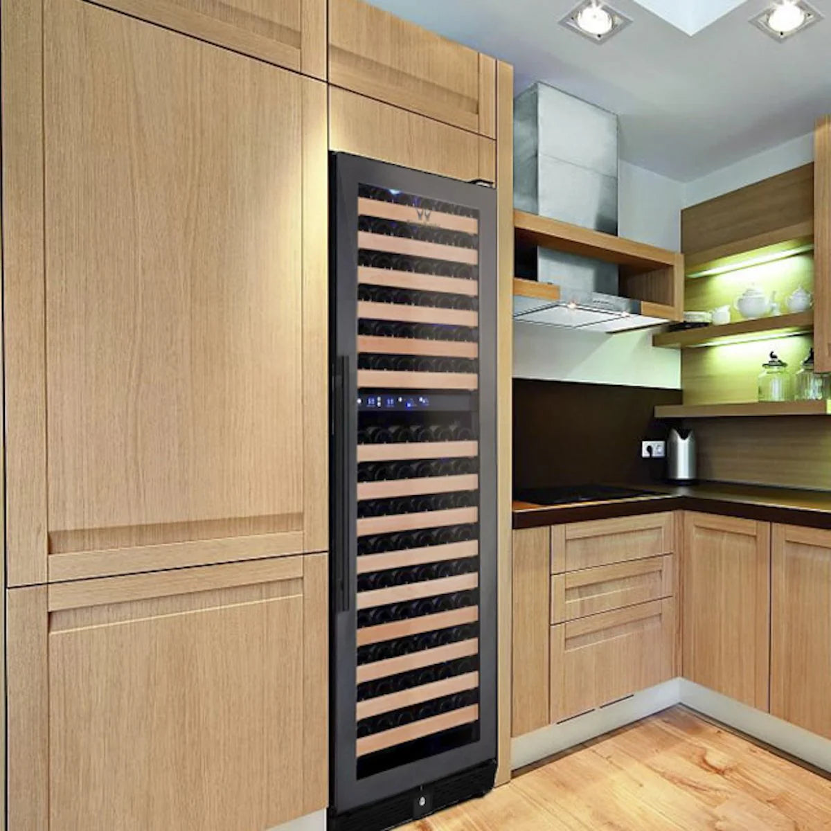 KingsBottle Tall Large Wine Refrigerator With Glass Door With Stainless Steel Trim Beverage Fridge KBU170DX-FG LHH KBU170DX-FG RHH