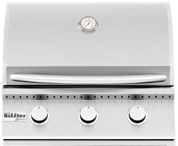 Summerset SIZ26NG 26 Inch Built-In Gas Grill with 3 Burners, 36,000 Total BTU, 560 Sq. In. Cooking Surface, 443 Stainless Steel Construction, Double-Lined Hood, 8mm Cooking Grates, Stainless Steel Tube Burners, and Locked-In Briquette Trays: Natural Gas