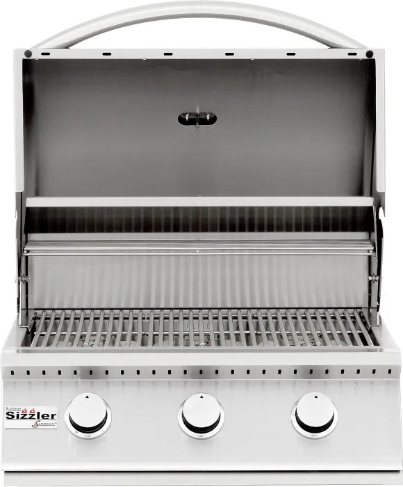 Summerset SIZ26NG 26 Inch Built-In Gas Grill with 3 Burners, 36,000 Total BTU, 560 Sq. In. Cooking Surface, 443 Stainless Steel Construction, Double-Lined Hood, 8mm Cooking Grates, Stainless Steel Tube Burners, and Locked-In Briquette Trays: Natural Gas