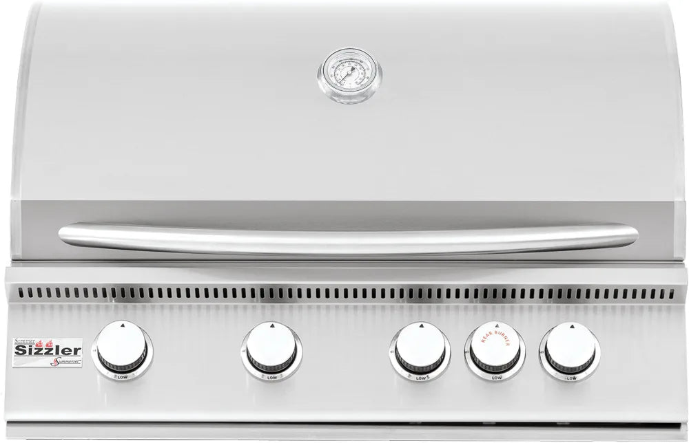 Summerset SIZ32NG 32 Inch Built-In Gas Grill with 4 Burners, 15,000 BTU Infrared Burner, 795 Sq. In. Cooking Surface, 443 Stainless Steel Construction, Double-Lined Hood, 8mm Cooking Grates, and Stainless Steel Tube Burners: Natural Gas
