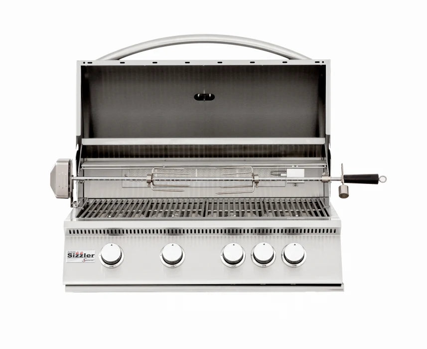 Summerset SIZ32NG 32 Inch Built-In Gas Grill with 4 Burners, 15,000 BTU Infrared Burner, 795 Sq. In. Cooking Surface, 443 Stainless Steel Construction, Double-Lined Hood, 8mm Cooking Grates, and Stainless Steel Tube Burners: Natural Gas