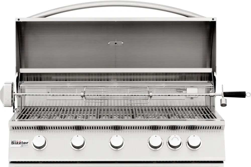 Summerset  40 Inch Built-In Gas Grill with 5 Burners, 15,000 BTU Infrared Burner, 985 Sq. In. Cooking Surface, 443 Stainless Steel Construction, Double-Lined Hood, 8mm Cooking Grates, and Stainless Steel Tube Burners: Natural Gas