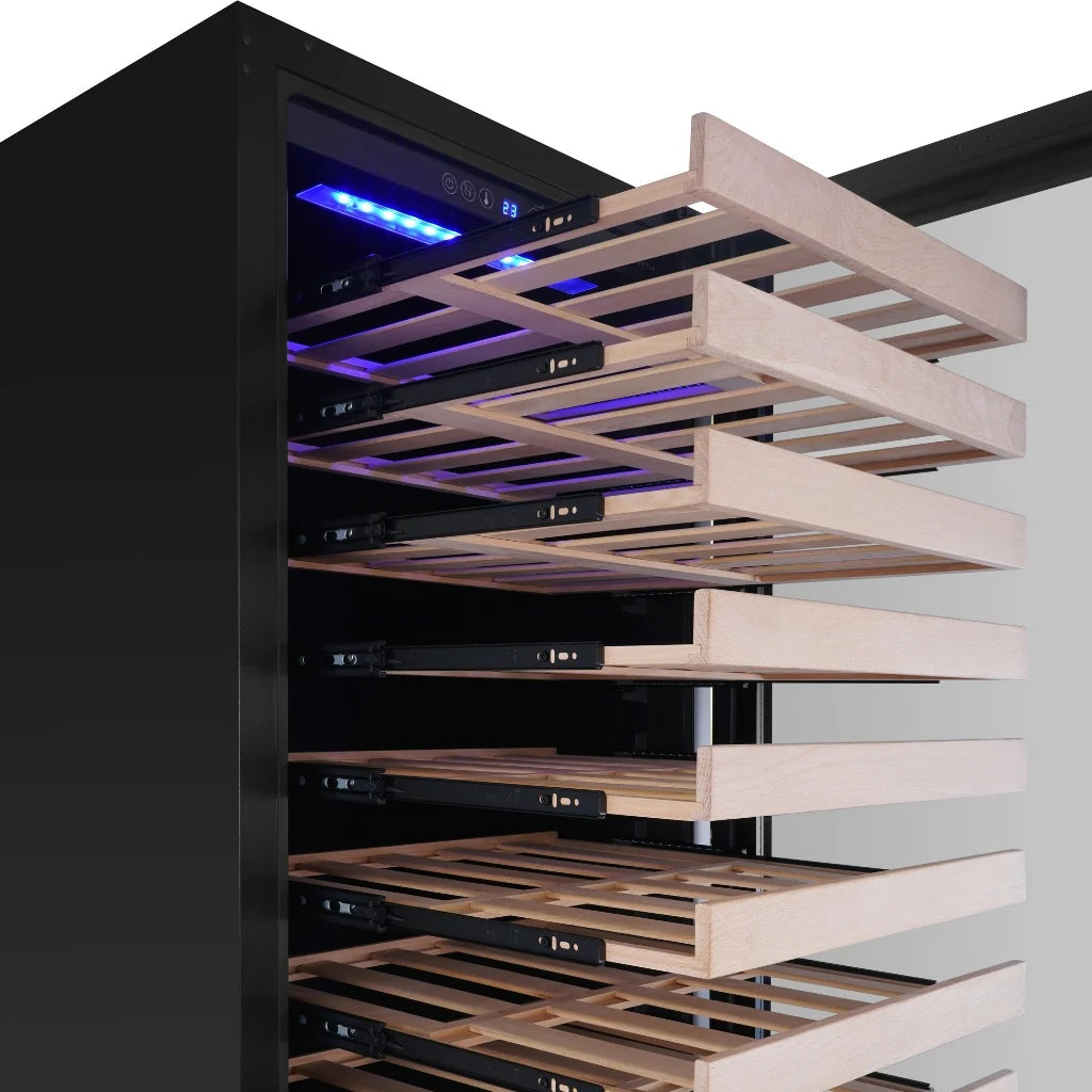 KingsBottle Upright Low-E Glass Door Dual Zone Large Wine Cooler Beverage Fridge KBU425DX-FG  KBU425DX-SS