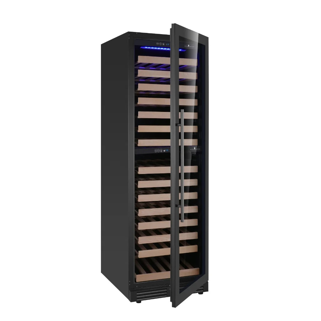 KingsBottle Upright Low-E Glass Door Dual Zone Large Wine Cooler Beverage Fridge KBU425DX-FG  KBU425DX-SS