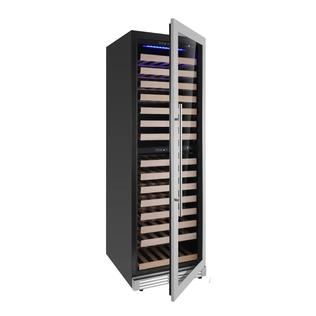 KingsBottle Upright Low-E Glass Door Dual Zone Large Wine Cooler Beverage Fridge KBU425DX-FG  KBU425DX-SS