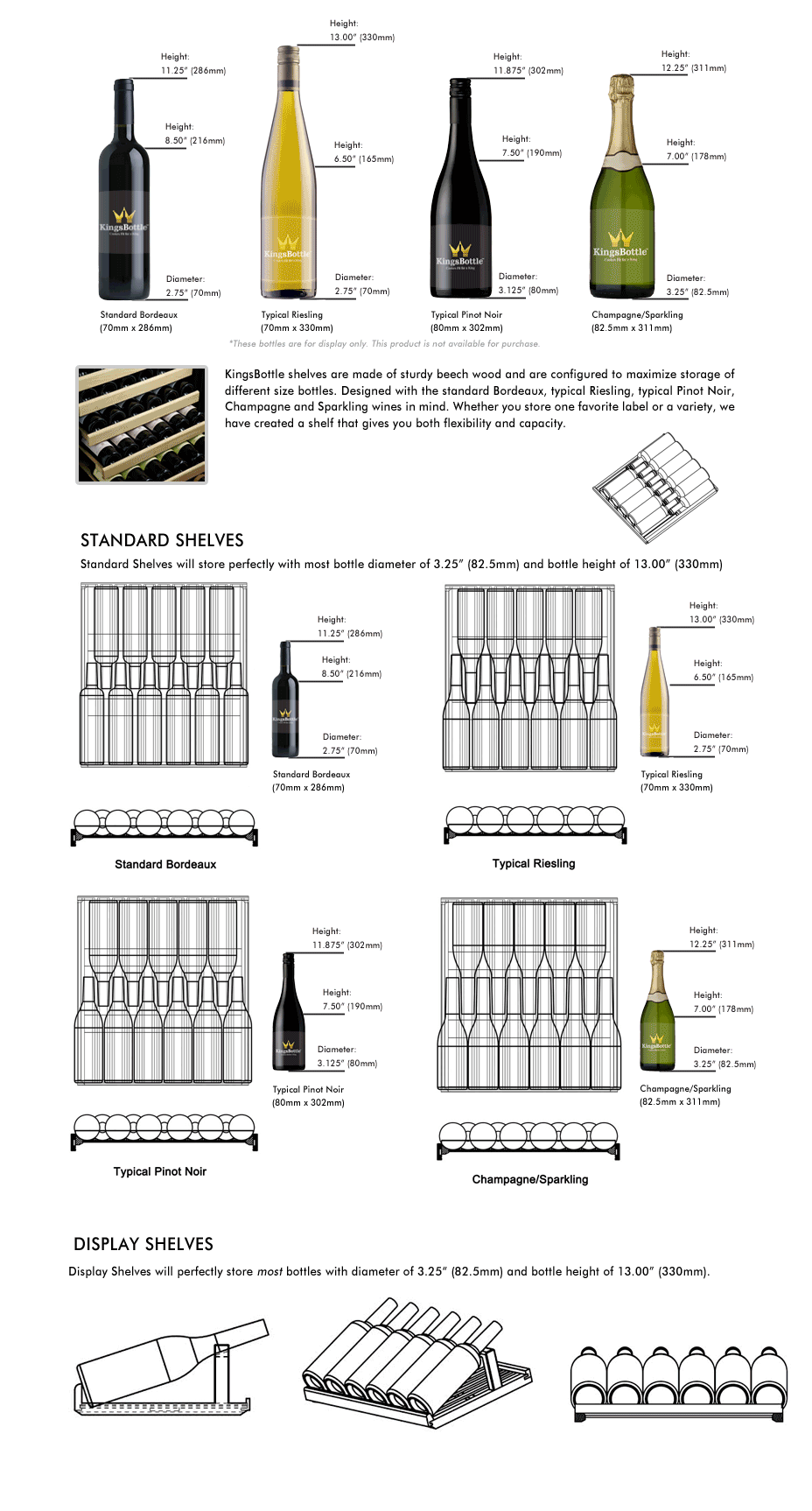 Kings Bottle 100 Bottle Kitchen Wine Refrigerator Freestanding Wine Refrigerator KBU100WX-SS LHH  KBU100WX-SS RHH