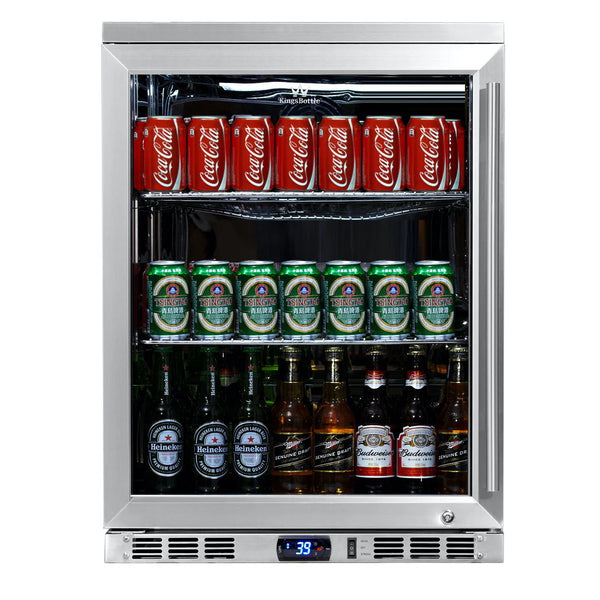 KingsBottle 24 Inch Under Counter Beer Cooler Drinks Stainless Steel Beverage Fridge KBU55M LHH KBU55M RHH