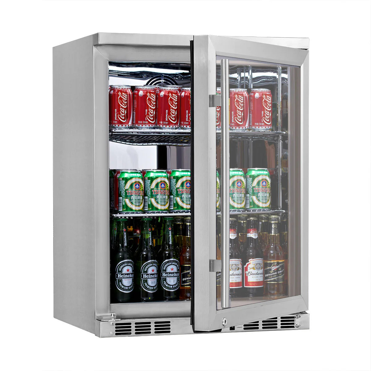 KingsBottle 24 Inch Under Counter Beer Cooler Drinks Stainless Steel Beverage Fridge KBU55M LHH KBU55M RHH